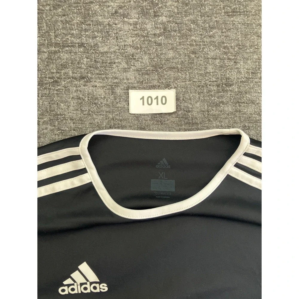 Adidas Climalite Entrada Soccer Jersey Mens XL Black 3 Stripe Logo Performance